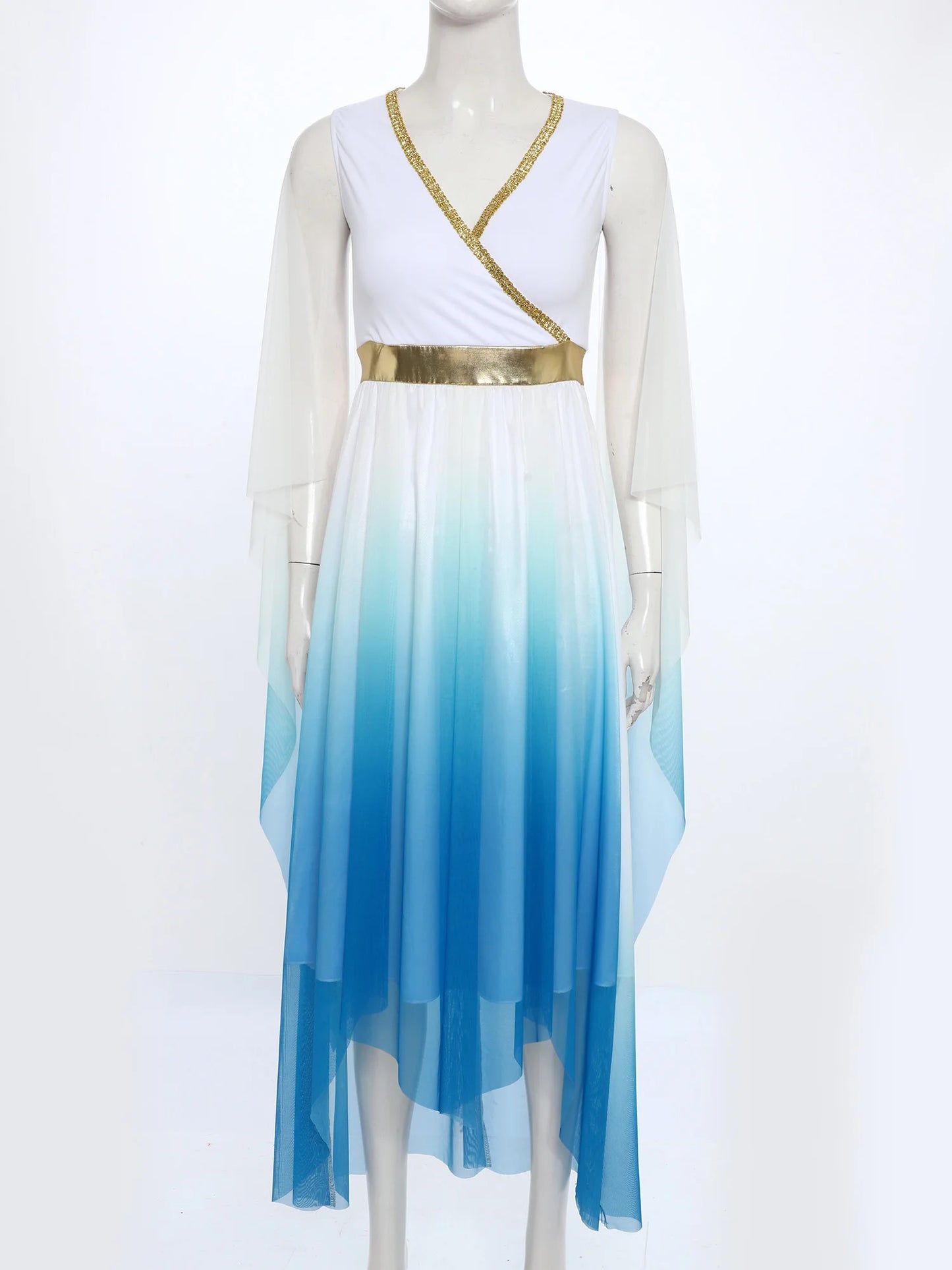 Women Halloween Ancient Greek Goddesses Queen Cosplay Costume Roman Toga Gold Trim Cape Tunic Dress Church Choir Worship Robe