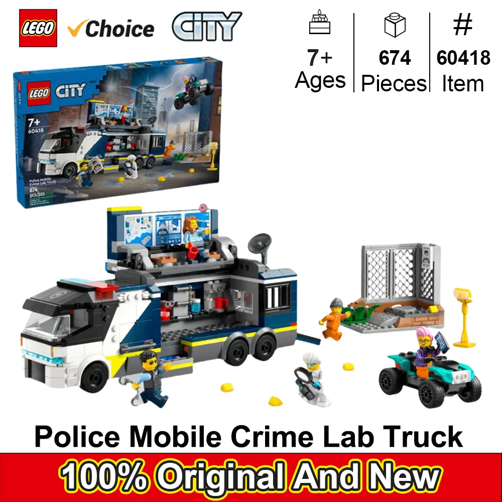 LEGO 60418 City Police Mobile Crime Lab Truck Toy, Pretend Play Police Toy,  Police Truck Toy for Kids Ages 7 Plus