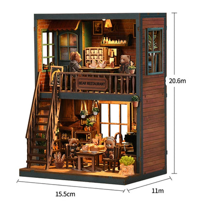 Handmade Wooden Miniature Doll House Kit 3D Puzzle Assembled Building Model Kit With LED Light DollHouses Toy For Christmas Gift