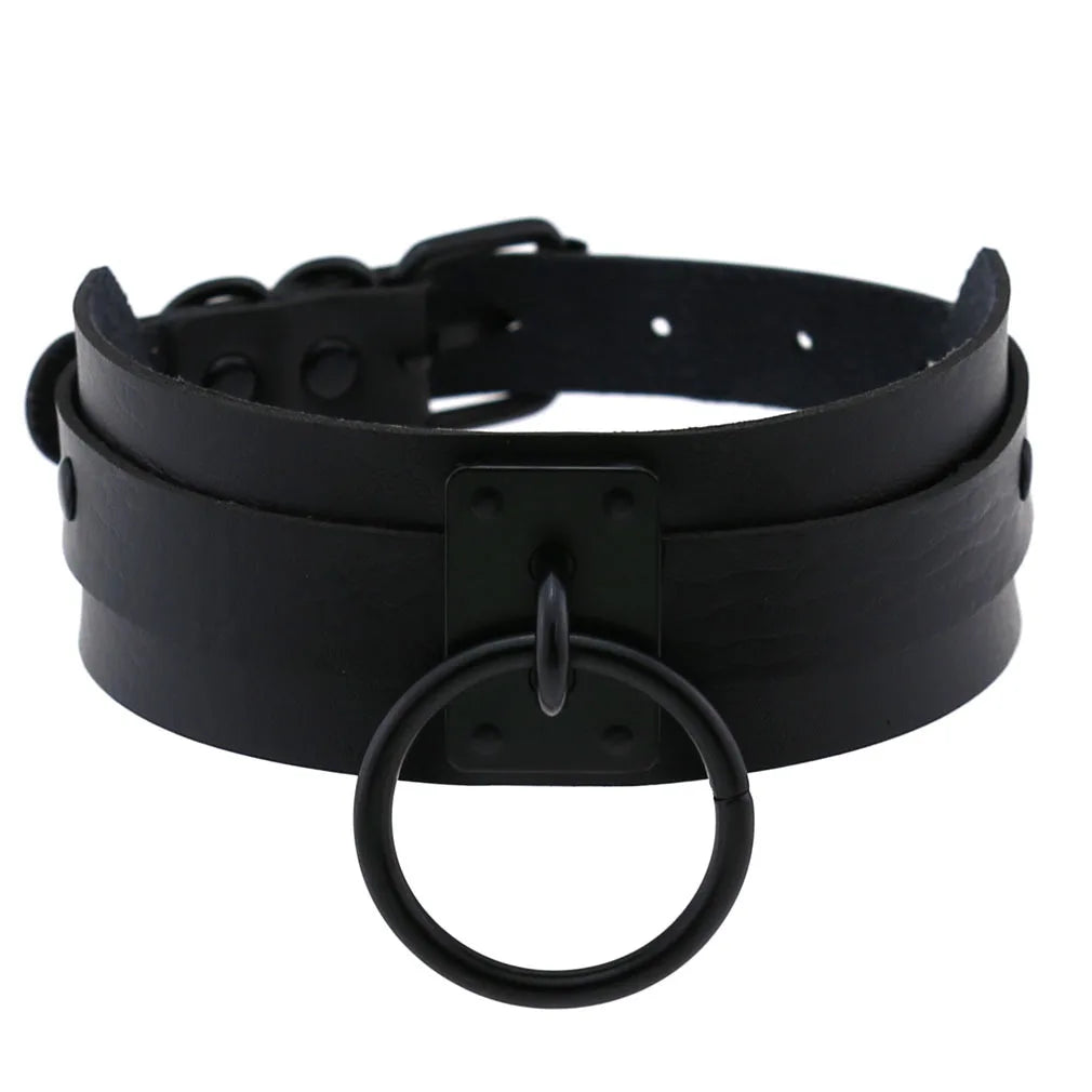 Punk Black O-Round Metal Leather Choker Collar Goth Fashion Necklaces 2025 Women Girls Rock Harajuku Emo Gothic Jewelry
