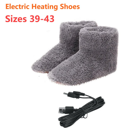 Electric Foot Heating Pad Winter Foot Warmer Soft Plush Heating Shoes Bedroom Slippers Household Foot Warming Mat Foot Heater