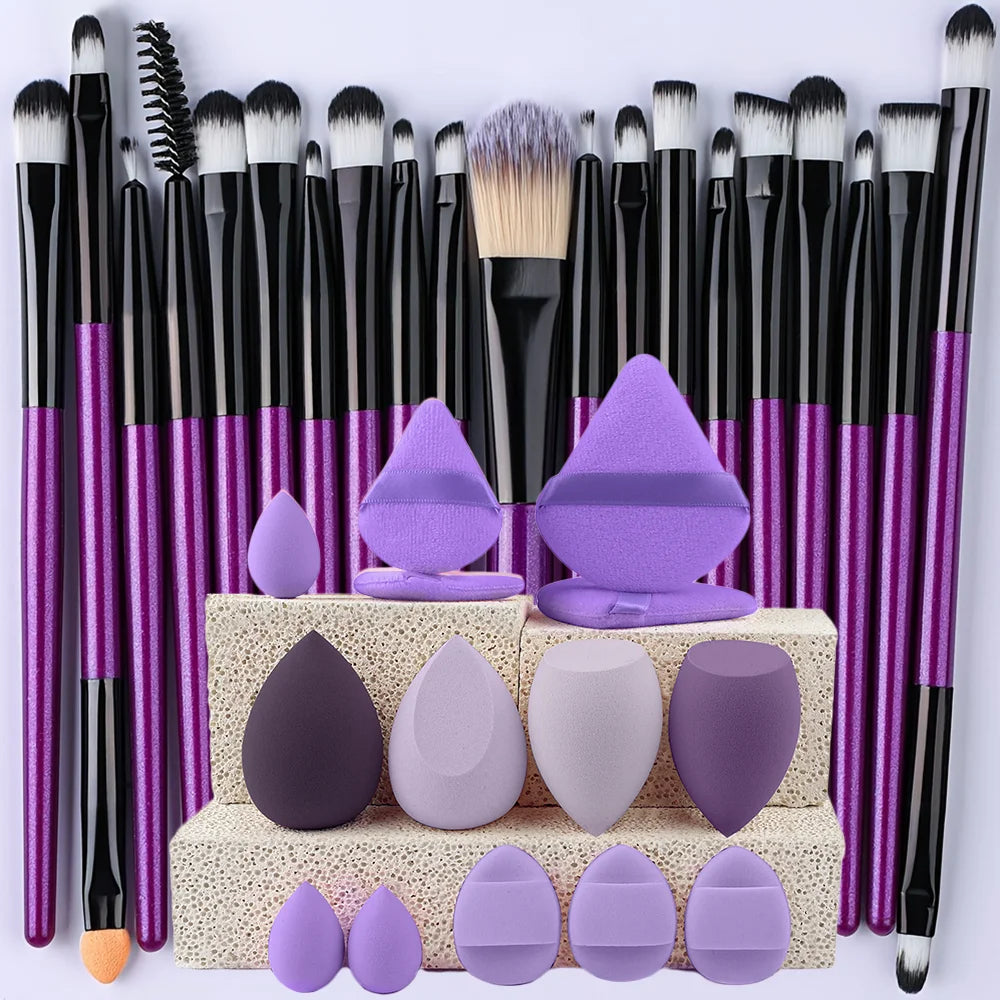 8/22/34Pcs Makeup Brush Set Portable Soft Eyeshadow Brushes Powder Foundation Brush Multipurpose Blending Cosmetic Beauty Tool