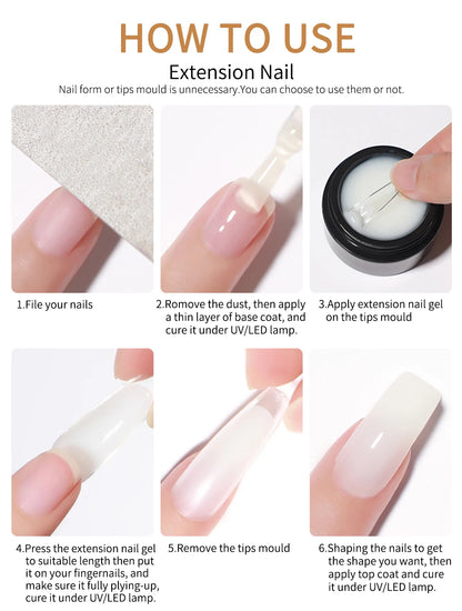 AWStorG 5Pcs/Set Solid Nail Extension Gel Carving Flower Nail Art Building UV Gel Semi Permanent Finger Extension Nail Varnish