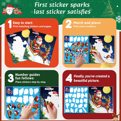 1PCS Stickers Paint Book For Grils Christmas Gift Christmas Tree Snowman Stickers By Number For Outgoing Travel Kids Stationery