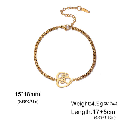 Skyrim Cute Heart shaped Cat Claw Women's Bracelet Stainless Steel Cute Pet Animal Figaro Chain Bracelet Gift Jewelry New