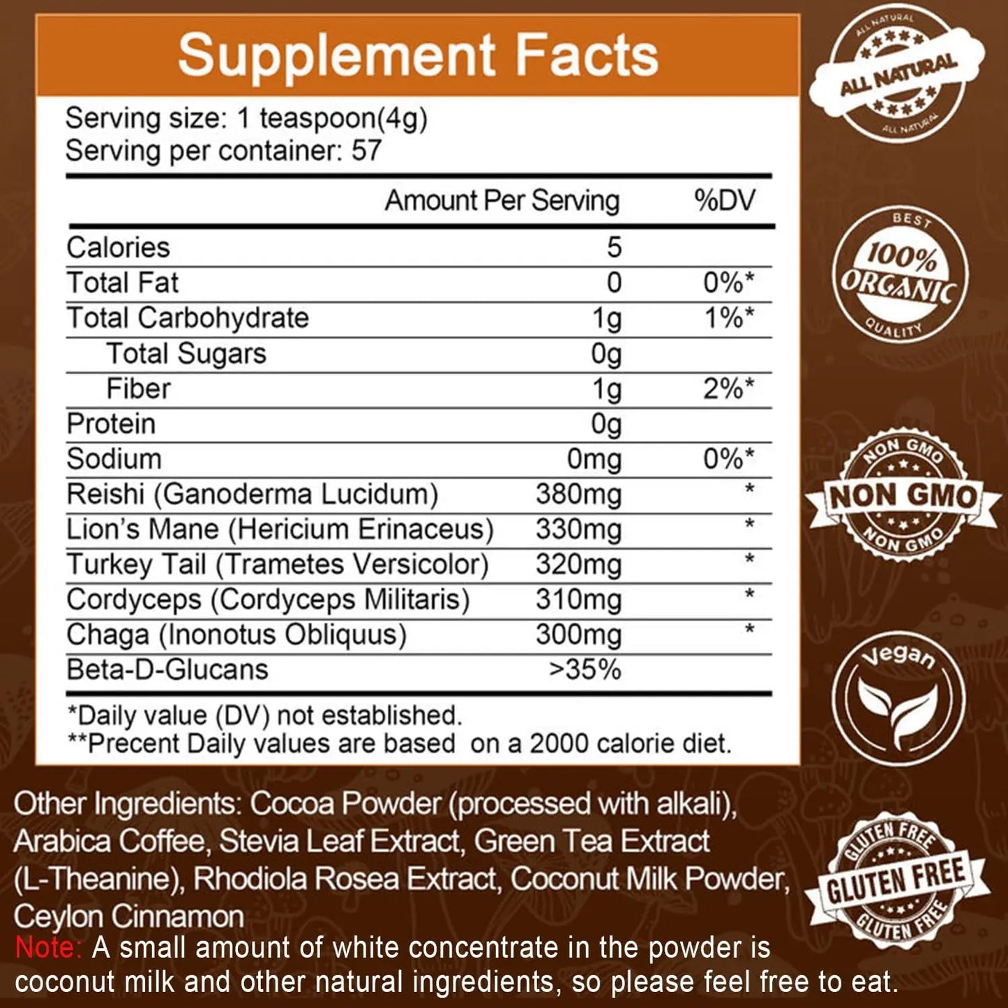  Organic Ground Coffee with Lion's Mane Mushroom and Chaga| Nootropic Mushroom Coffee for Better Focus and Immune Support