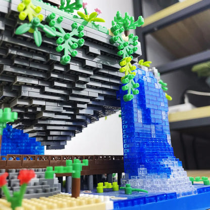 Taohuatan Lake Themed Micro Brick Building Blocks Set Adult Creative Toys Unique Chinese Landscape Model Bricks with LED Light