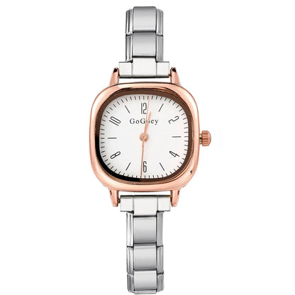 Chic Design Minimalist Women Men Squarel Quartz Watch Stainless Steel Strap Fashion Party Birthday Daily Perfect Gift