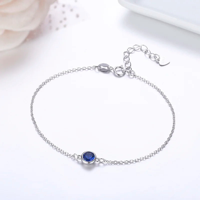 4Color 925 Sterling Silver Chain Round CZ Charm Anklet For Women Foot Jewelry Leg Bracelet Cheville Enkelbandje Halhal Tobillera