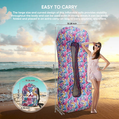 Inflatable Lounger Couch Air Lounger Lazy Sofa Pool Float with Carry Bag for Camping Picnic Beach Swimming Pool Hiking Park