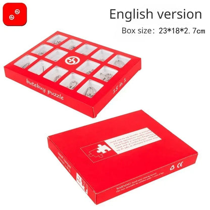 15Pcs/Set Metal Montessori Puzzle Wire Mind Brain Teaser Puzzles Children Adults Interactive Game Reliever Educational Toys