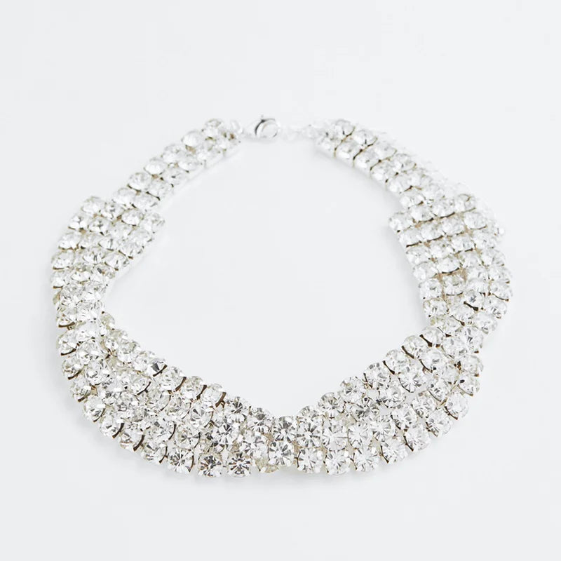 Stonefans Short Rhinestone Chain Twisted Rope Chokers Necklace for Women Statement Multi Layer Necklace Collar Crystal Jewelry