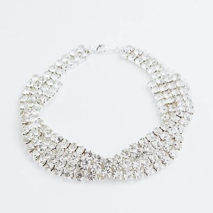 Stonefans Short Rhinestone Chain Twisted Rope Chokers Necklace for Women Statement Multi Layer Necklace Collar Crystal Jewelry