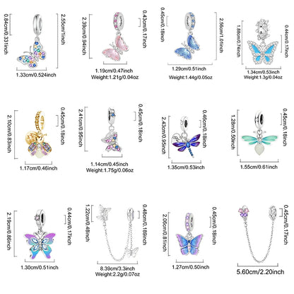 Original 925 Sterling Silver Charms Beads Glowing Luminous Bee Firefly Butterfly Pendant for Bracelet Bangle Charm DIY Jewelry
