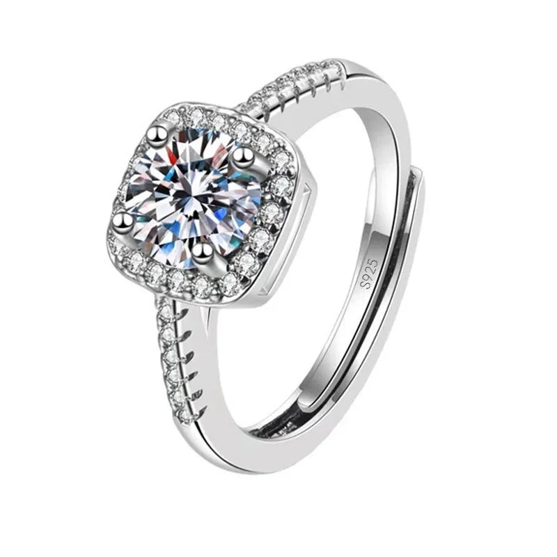 Shining 925 Sterling Silver Color Rings With Big Cubic Zirconia Stone For Women Bridal Wedding Engagement Accessory Anel Jewelry