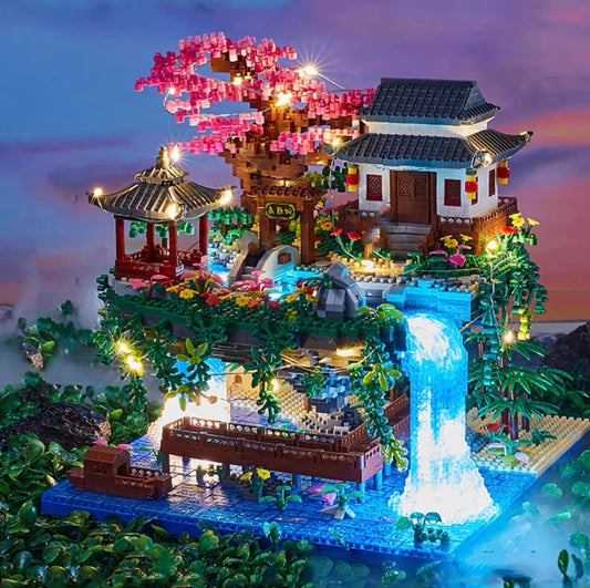 3320PCS Blocks Tree House Diamond Building Garden Architecture Waterfall Light Bricks Christmas for Kid over 12 Years Adult Gift