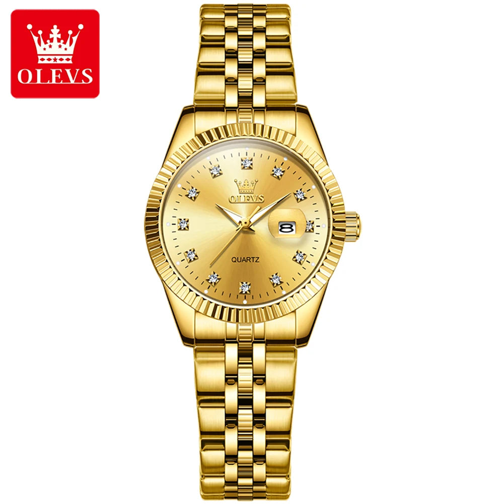 OLEVS Hot sale Women's Watches Luxury Diamond Elegant Women Wristwatch Stainless Steel Waterproof Luminous Ladies Watch Jewelry
