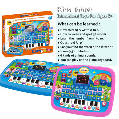 Kids’ Education Tablet Toy, Age 3+ Literacy Math Music Learning, Doubles as Electronic Keyboard, Birthday Christmas Gift