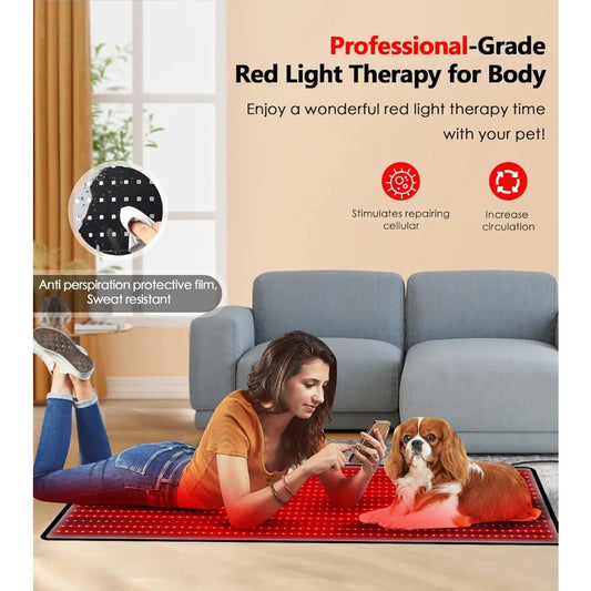Red Light Therapy Mat, Infrared Light Therapy Pad for Full Body, Laying Red Heating Pad with Pulsing Mode, Electric Blankets