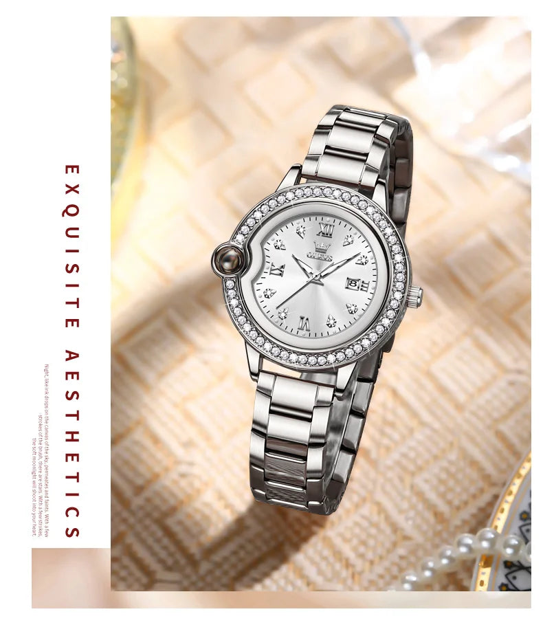 OLEVS 5588 Original Certification Women's Watches Love Expressing Watch Quartz Watch for Lady's Waterproof Date Dress Wristwatch