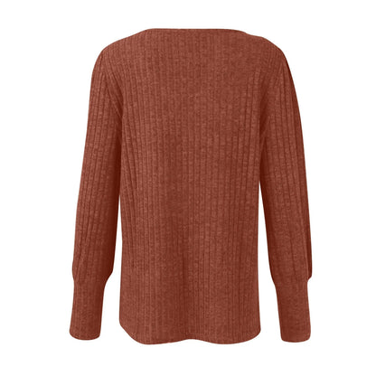 Autumn Elegant Trendy Long Sleeve Comfortable Ladies Top Casual Women's Pullover Simple Design Daily Solid Color Dress up