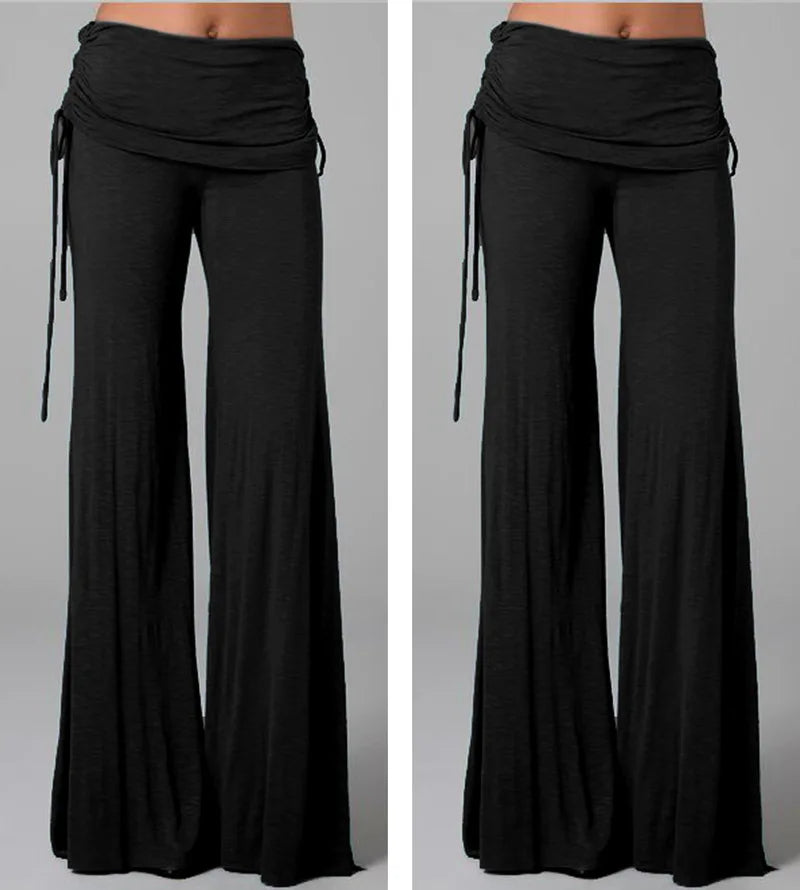 EtherealBe women's medieval cosplay pants in black, featuring a flowy design and adjustable ties