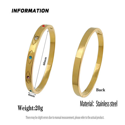 Classic Devil's Eye Stainless Steel Gold Plated Bracelet, High Quality Waterproof Women's Bracelet, Wedding Party Jewelry