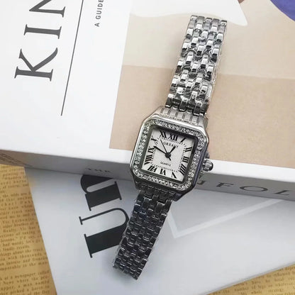 Luxury Fashion Square Women's Watches Brand Ladies Quartz Wristwatch Classic Silver Simple Femme Steel Band relogio feminino