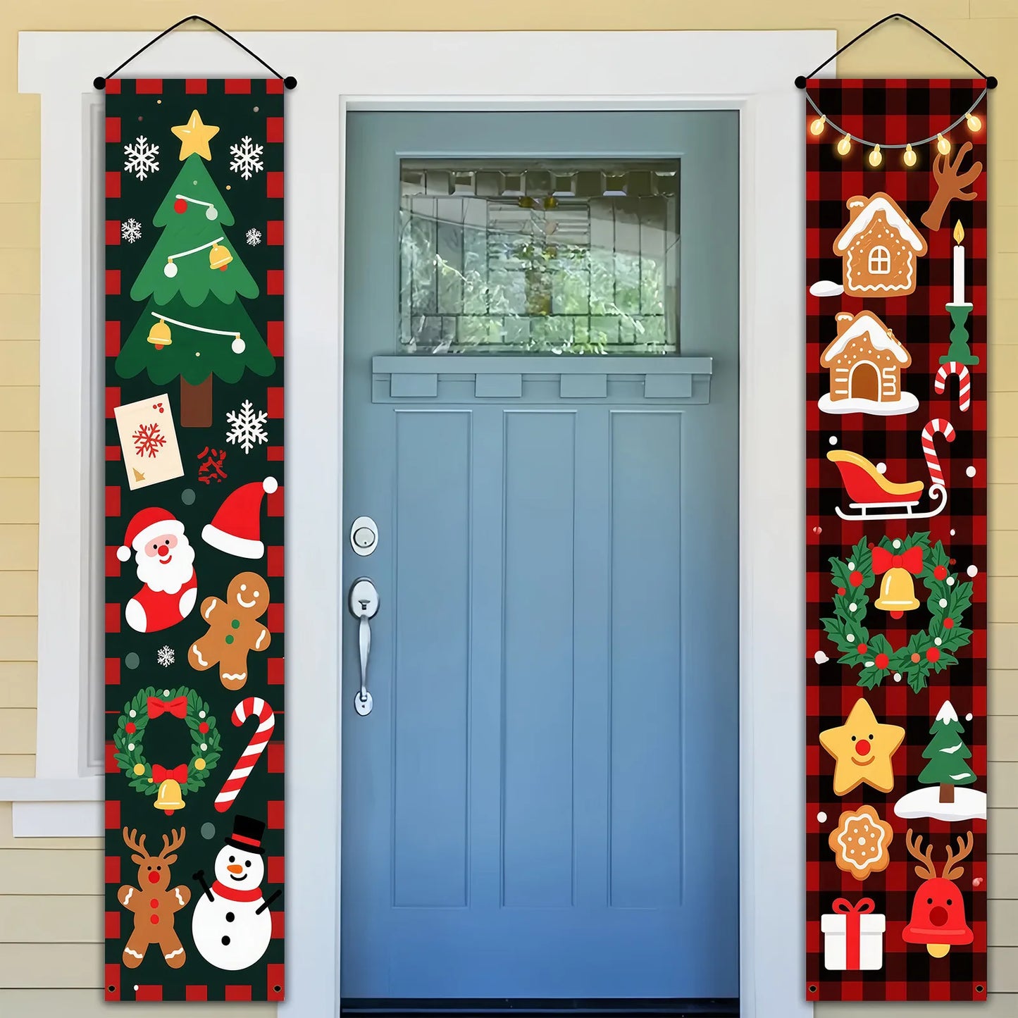 Christmas Couplets Door Decorations Santa Claus Gingerbread Man Snowman Festive Home Decoration Wall Art