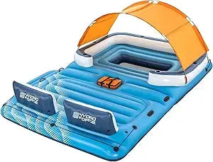 Hydro-Force Tropical Breeze 6 Person Inflatable Party Island Water Float Lounger with 6 Cup Holders, Backrests, and Detachable