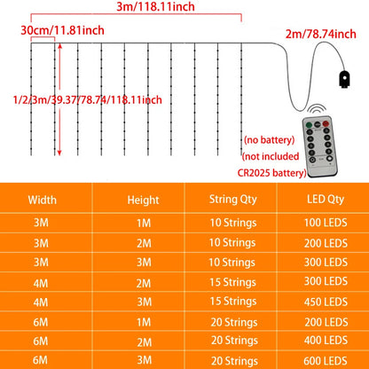 6x3M/3x3m Curtain Garland on The Window USB Power Fairy Lights Festoon with Remote New Year Garland Led Lights Christmas Decor
