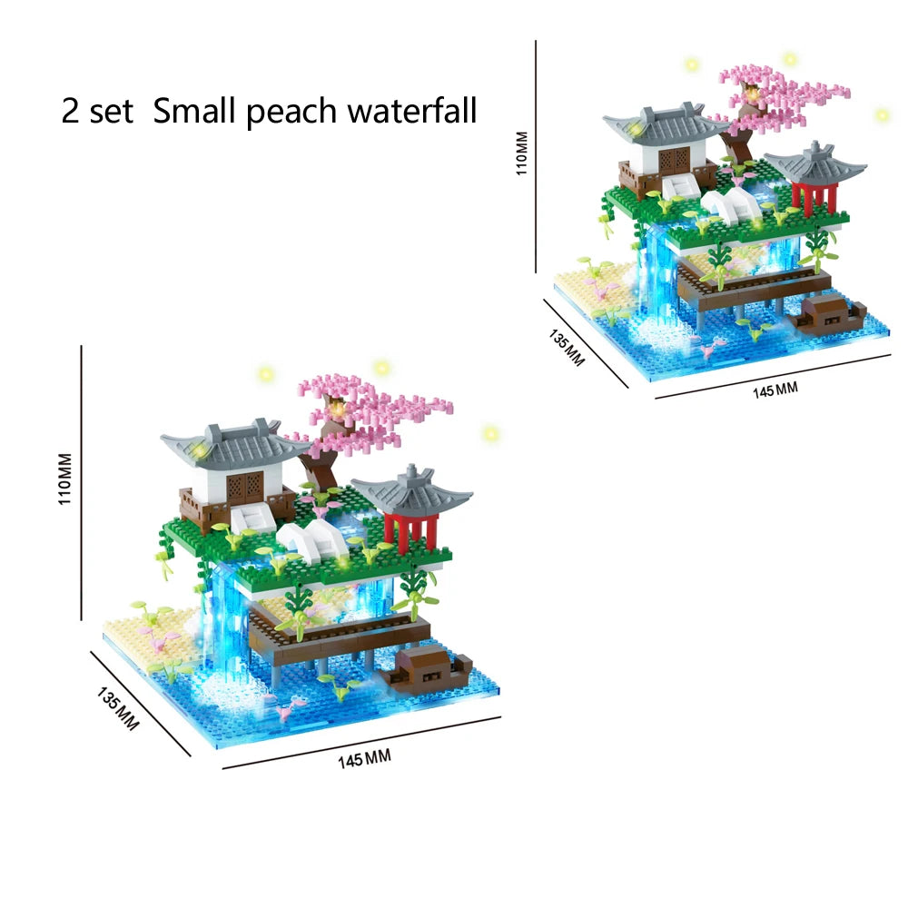 Taohuatan Lake Themed Micro Brick Building Blocks Set Adult Creative Toys Unique Chinese Landscape Model Bricks with LED Light
