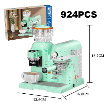 Classic Creative Coffee Machine Mini Diamond Model Building Blocks MOC Construction Bricks Collection Toy Children Xmas Gift