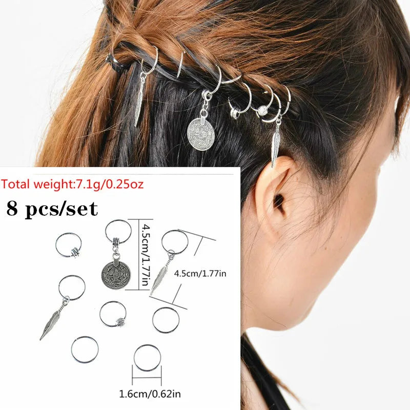Hair Braid Dreadlock Beads Clips Charms African Braids Cuffs Rings Hip Hop Style Jewelry Dreadlock Clasps Accessories