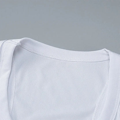 Ribbed Square Neck White Sexy Slim Y2K Crop Tank Top Summer Women Goth Clothes Streetwear Vacation Casual Wholesale
