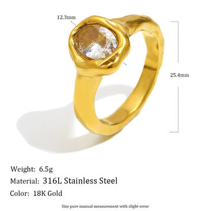 E.B.belle Zircon 18K Plated Stainless Steel Women's Rings Trendy Luxury Shiny Hypoallergenic Rings Sets Jewelry Decoration Gift