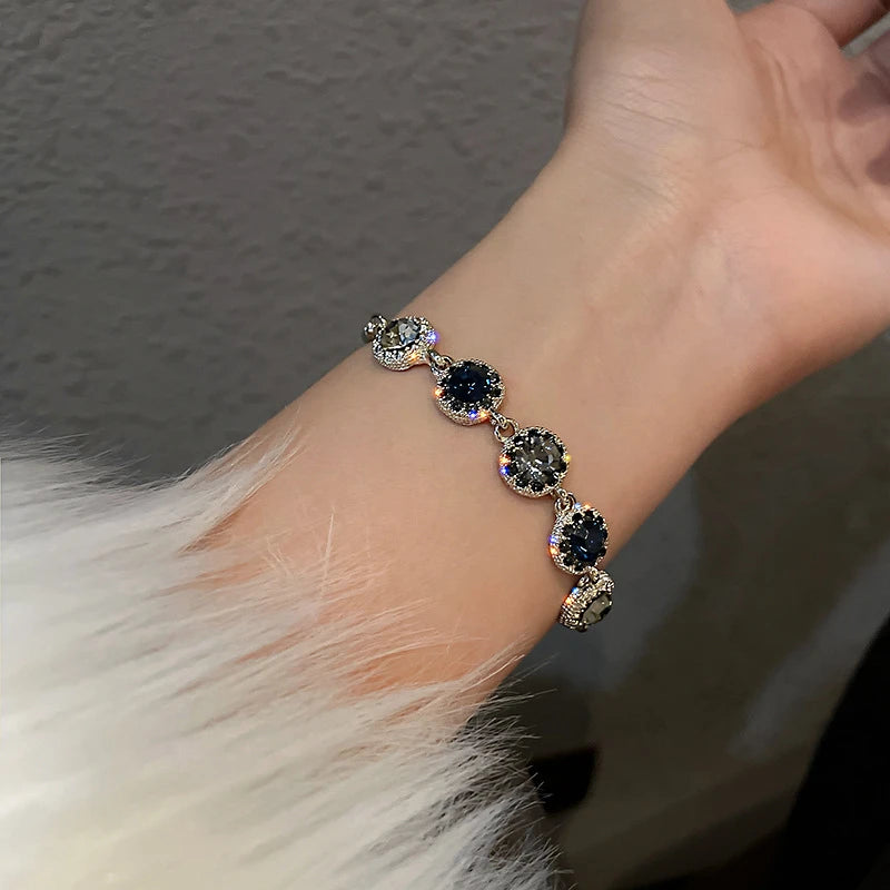 Luxury Blue Zircon 18K Gold Plated Women's Bracelet 2023 New Fashion Retro Zircon Bracelet Wedding Party Jewelry Gift