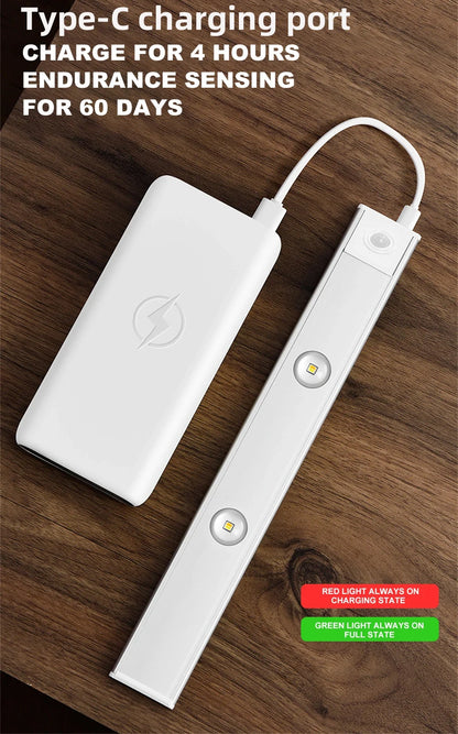 White/Black LED Cabinet Light USB Rechargeable Motion Sensor LED Light for Kitchen Wardrobe Cabinet Lighting 20CM/30CM/40CM/50CM