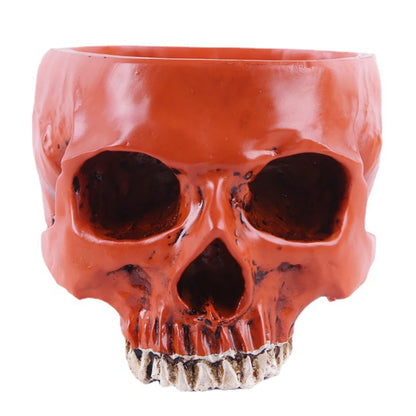 Resin Skull Flower Pot Home Garden Office Decor Planter Container Skeleton Desktop Flower Pot Halloween Skeleton Flowerpot