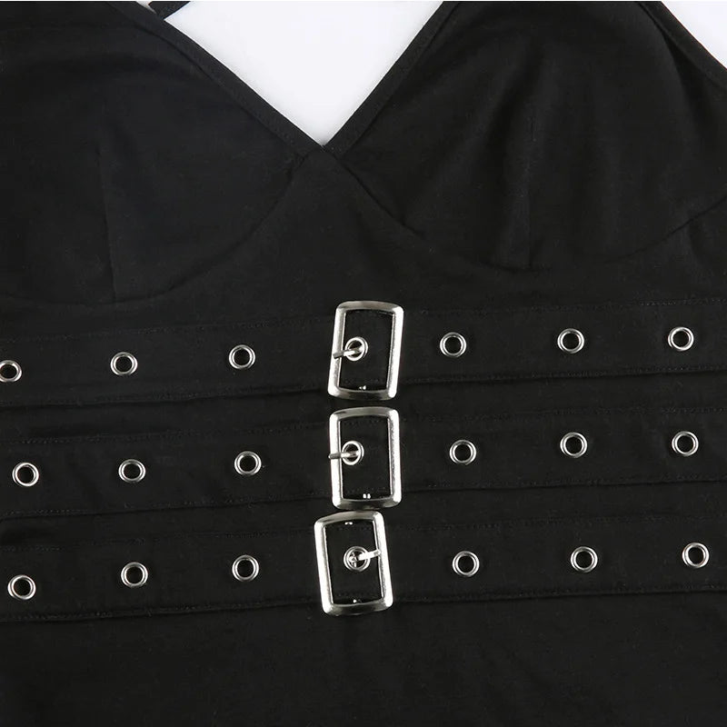 y2k Bandage Crop Top Black Backless  Top Lace Up Cute Party Beach Summer Sweats Women Retro Basic Mini Vest Punk