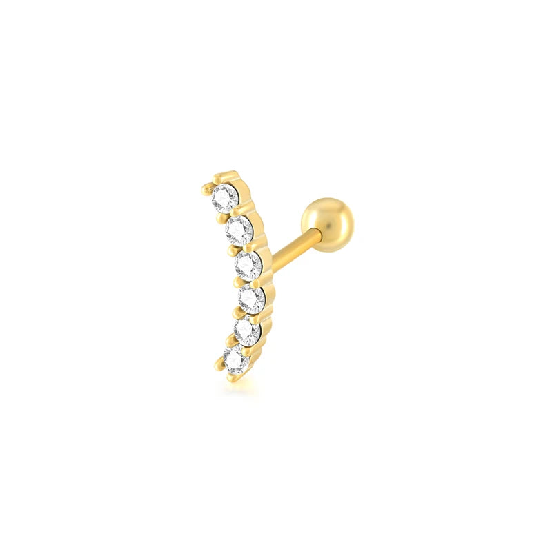 CANNER Pendientes Plata 925 Piercing Stud Earrings For Women Cubic Zirconia 925 Sterling Silver Cartilage Earring Jewerly 1pcs