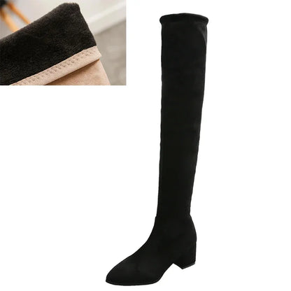 Thigh High Boots Women 2023 Winter Fashion Boot New Over Knee Boots Women Shoes Sexy High Heels Botas Red Warm Fur Black Boots