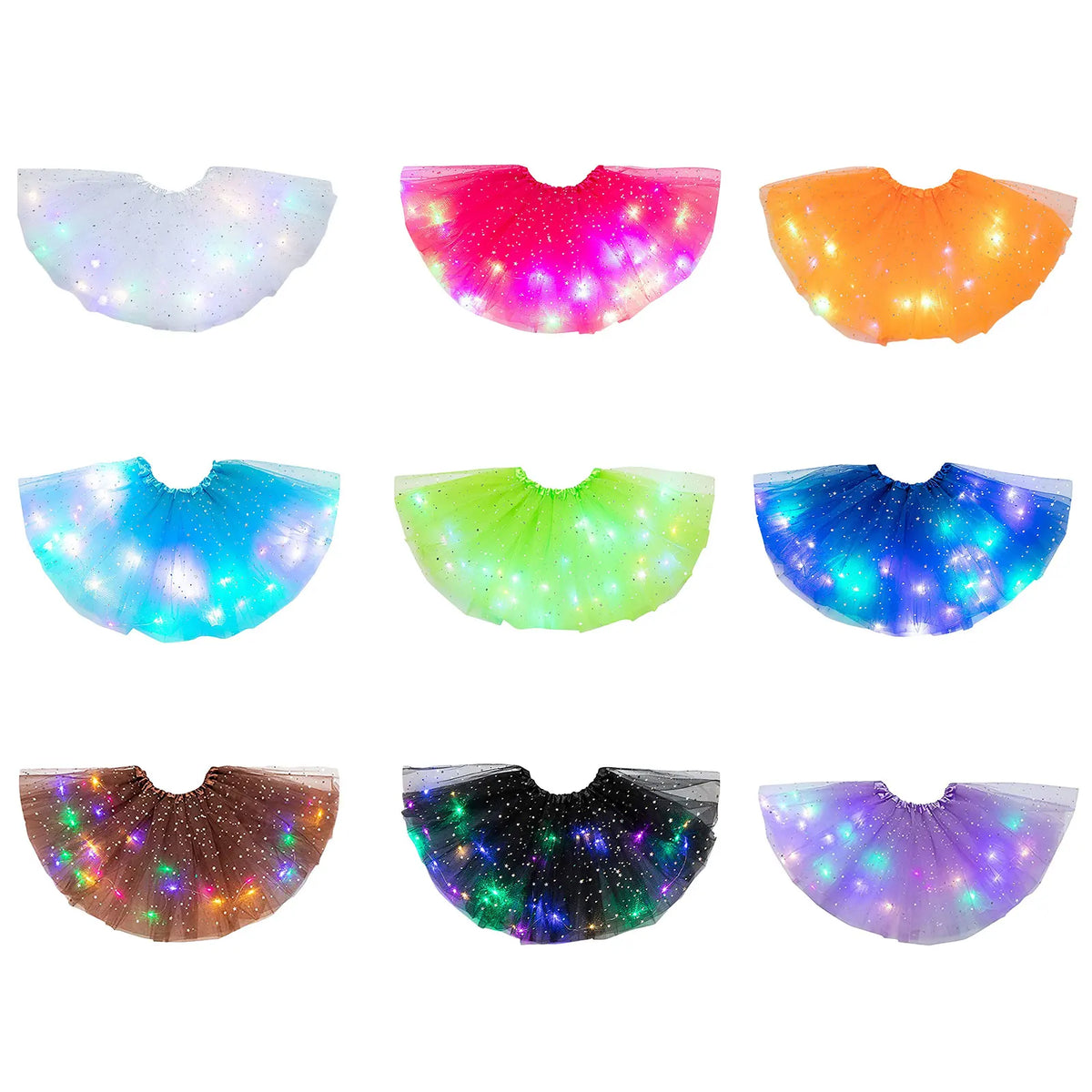 Colorful LED Halloween tutu skirt for women with vibrant lights for festive celebrations