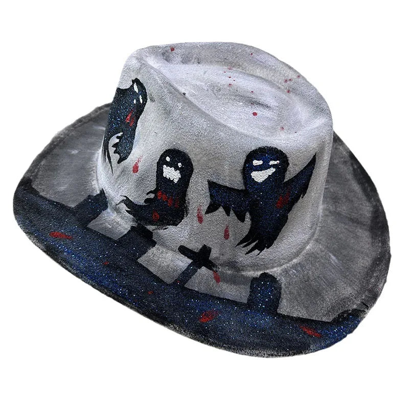 EtherealBe Halloween Cowboy Hat for Adults - Spooky Style
