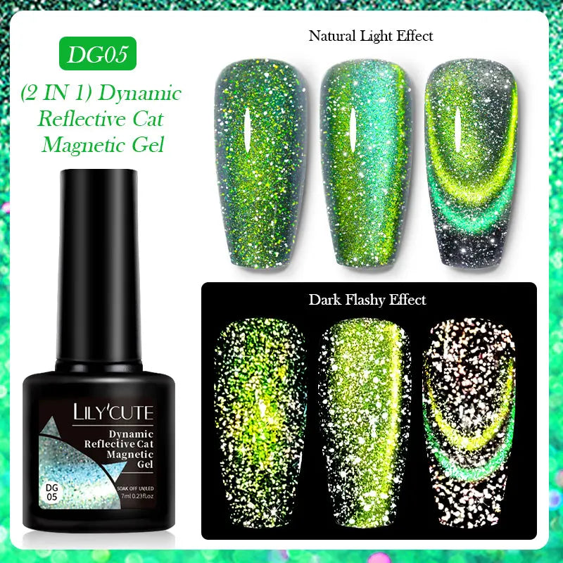 LILYCUTE 7ml 9D Cat Magnetic Gel Nail Polish Iridescent Magnet Semi Permanent Soak Off UV LED Manicure For Nail Art Gel Varnish