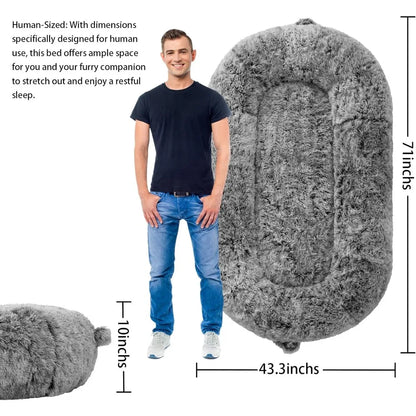 Human Sized Dog Bed for Adult People,71"x43.3"x10" Large Dog Bed for Men and Women, Washable Giant Dog Bed for Pets and Kids,Ant
