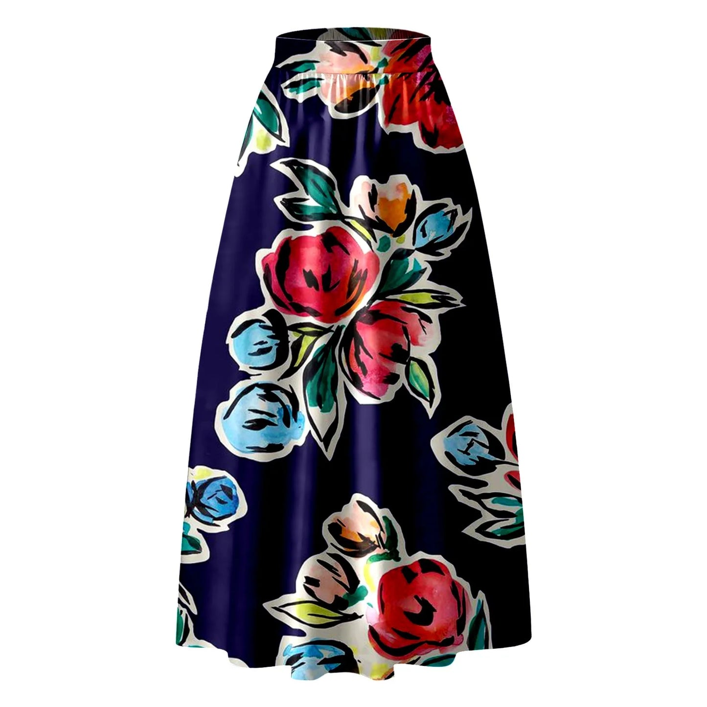 Korean Elegant Bohemian Skirts For Women 2024 Floral Print Maxi Skirt High Waist Pocket Party Beach Long Skirt Ropa De Mujer