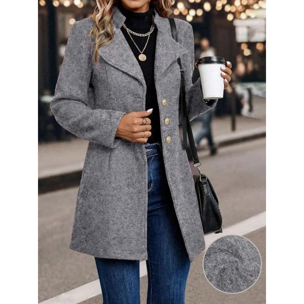 Women's winter coats; solid-color women's winter tops; mid-length, elegant and comfortable long-sleeved cardigans for women