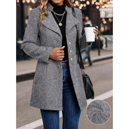 Women's winter coats; solid-color women's winter tops; mid-length, elegant and comfortable long-sleeved cardigans for women