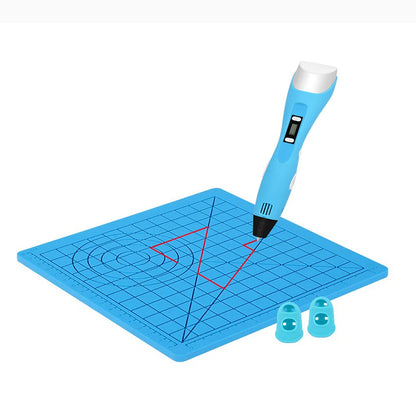 3D Printing Pen Silicone Pad with Basic Template with 2 Silicone Finger Caps 3D Pen Drawing Template Christmas Gift for Kids